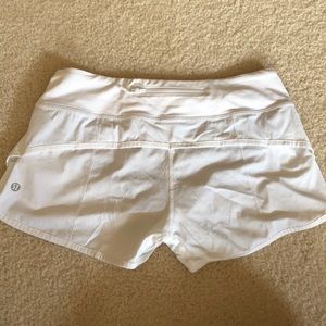 Lululemon White Speed Up Shorts
